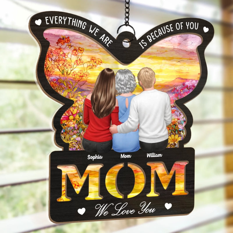 Custom Window Hanging Suncatcher Ornament - Personalized Mother's Day Birthday Gifts For Mom, Grandma - Mom You Are My Heart