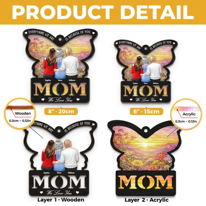 Custom Window Hanging Suncatcher Ornament - Personalized Mother's Day Birthday Gifts For Mom, Grandma - Mom You Are My Heart