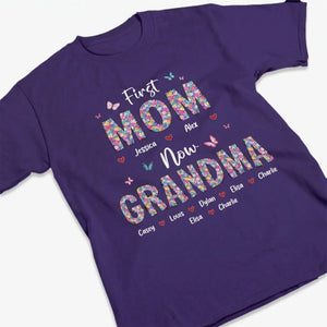 Custom Unisex T-shirt, Premium T-shirt, Hoodie - Personalized Mother's Day Birthday Gifts For Mom, Grandma - First Mom Now Grandma Floral