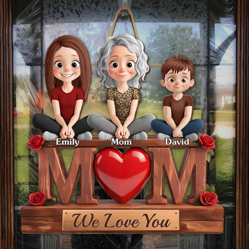 Custom Wood Sign - Personalized Mother's Day Birthday Gifts For Mom - A Whole Family Full Of Love
