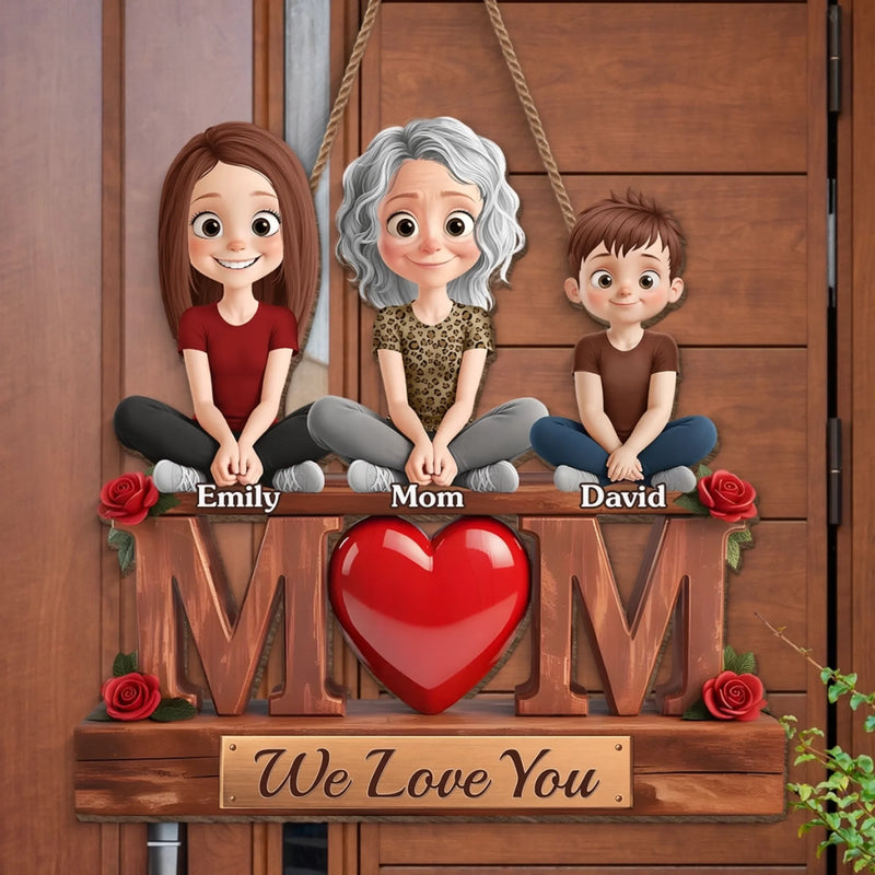 Custom Wood Sign - Personalized Mother's Day Birthday Gifts For Mom - A Whole Family Full Of Love