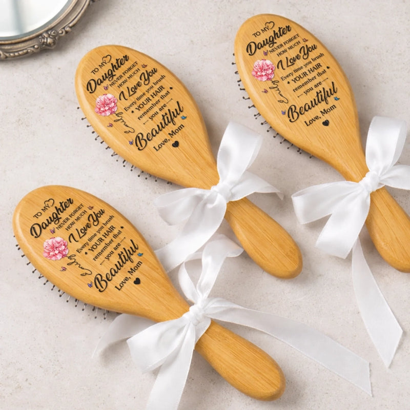 Custom Birth Month Flower Hair Brush - Personalized Thank You Graduation Birthday Gifts For Daughters, Mother - A Flower As Unique As You