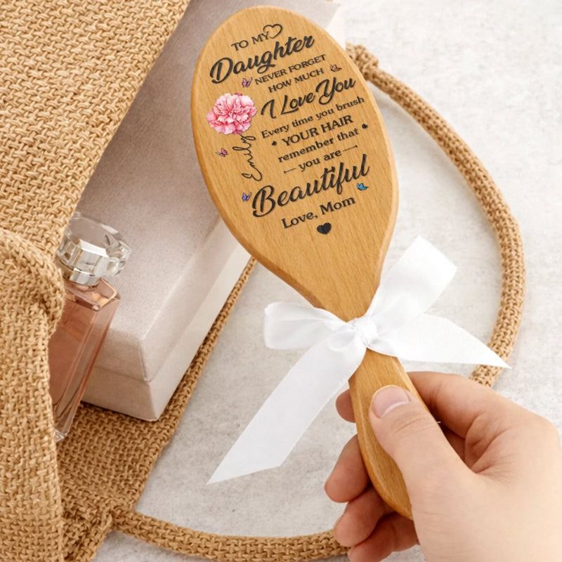 Custom Birth Month Flower Hair Brush - Personalized Thank You Graduation Birthday Gifts For Daughters, Mother - A Flower As Unique As You