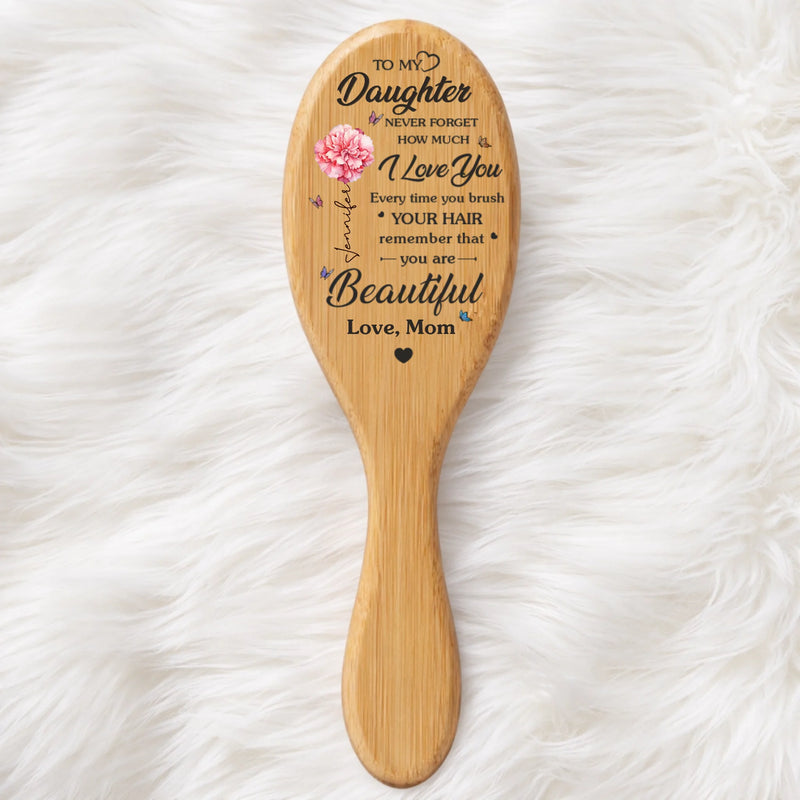 Custom Birth Month Flower Hair Brush - Personalized Thank You Graduation Birthday Gifts For Daughters, Mother - A Flower As Unique As You