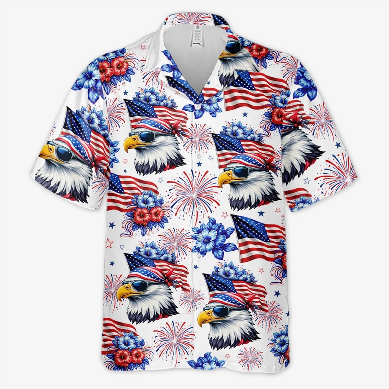 Custom Unisex Tropical Hawaiian Aloha Shirt - Personalized America 250th Anniversary Gifts For Women, Men - Freedom Lights The Future