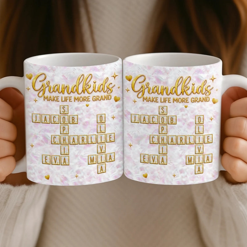 Custom Scrabble 3D Inflated Effect Printed Mug - Personalized Mother's Day Birthday Gifts For Mom, Grandma - Forever Loved By Grandma