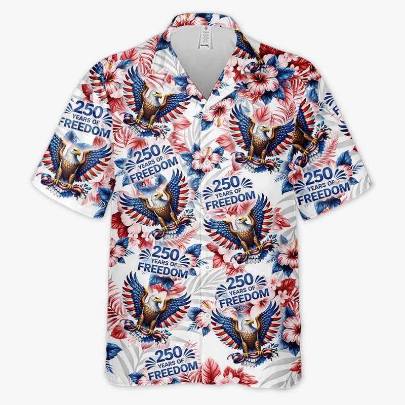 Custom Unisex Tropical Hawaiian Aloha Shirt - Personalized America 250th Anniversary Gifts For Women, Men - Freedom Feels Like Summer