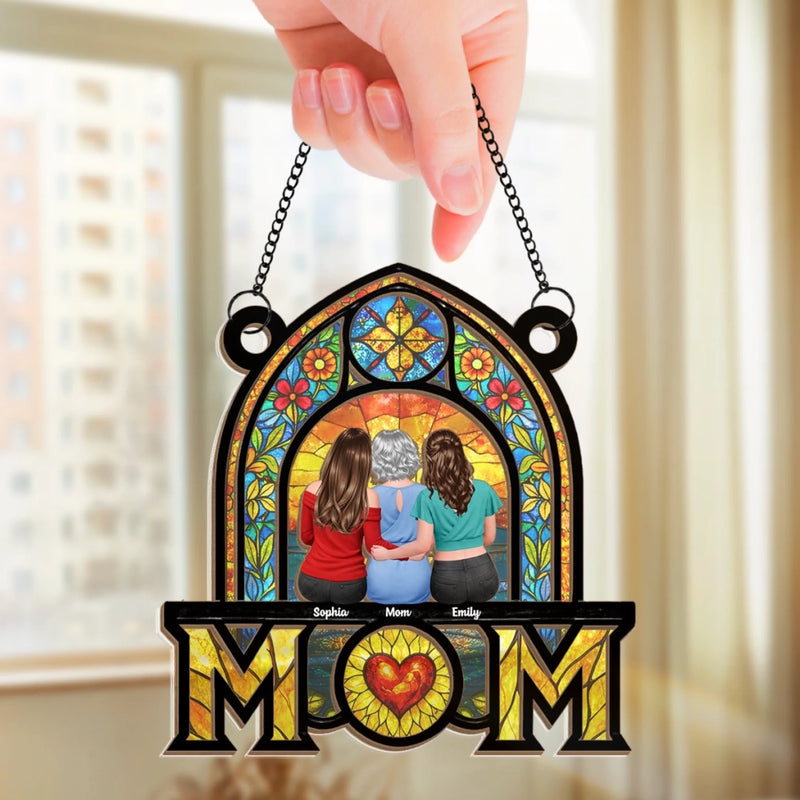 Custom Window Hanging Suncatcher Ornament - Personalized Mother's Day Birthday Gifts For Mom, Grandma - Love Grows Where Mom Is