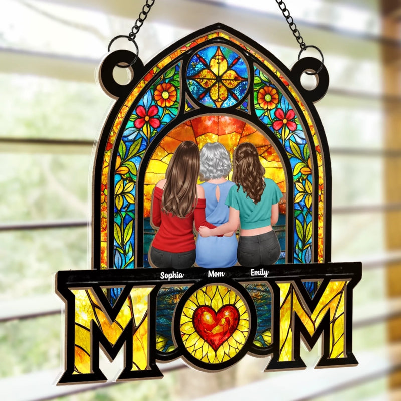 Custom Window Hanging Suncatcher Ornament - Personalized Mother's Day Birthday Gifts For Mom, Grandma - Love Grows Where Mom Is