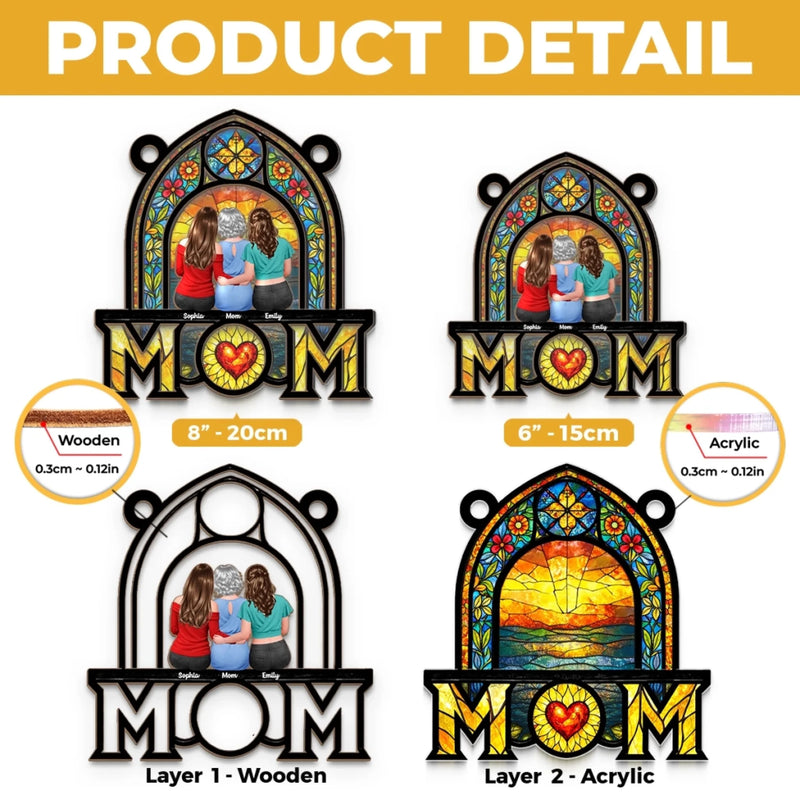 Custom Window Hanging Suncatcher Ornament - Personalized Mother's Day Birthday Gifts For Mom, Grandma - Love Grows Where Mom Is