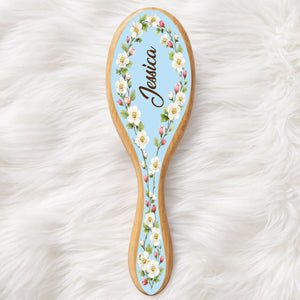Custom Birth Month Flower Hair Brush - Personalized Thank You Graduation Birthday Gifts For Her, Friends, Sisters, Daughters, Mother, Bridesmaid - Besties Make Life Brighter