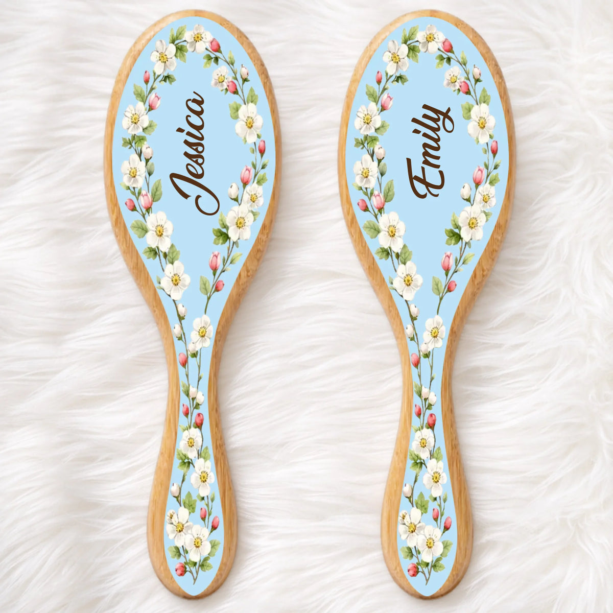 Custom Birth Month Flower Hair Brush - Personalized Thank You Graduation Birthday Gifts For Her, Friends, Sisters, Daughters, Mother, Bridesmaid - Besties Make Life Brighter