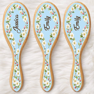 Custom Birth Month Flower Hair Brush - Personalized Thank You Graduation Birthday Gifts For Her, Friends, Sisters, Daughters, Mother, Bridesmaid - Besties Make Life Brighter