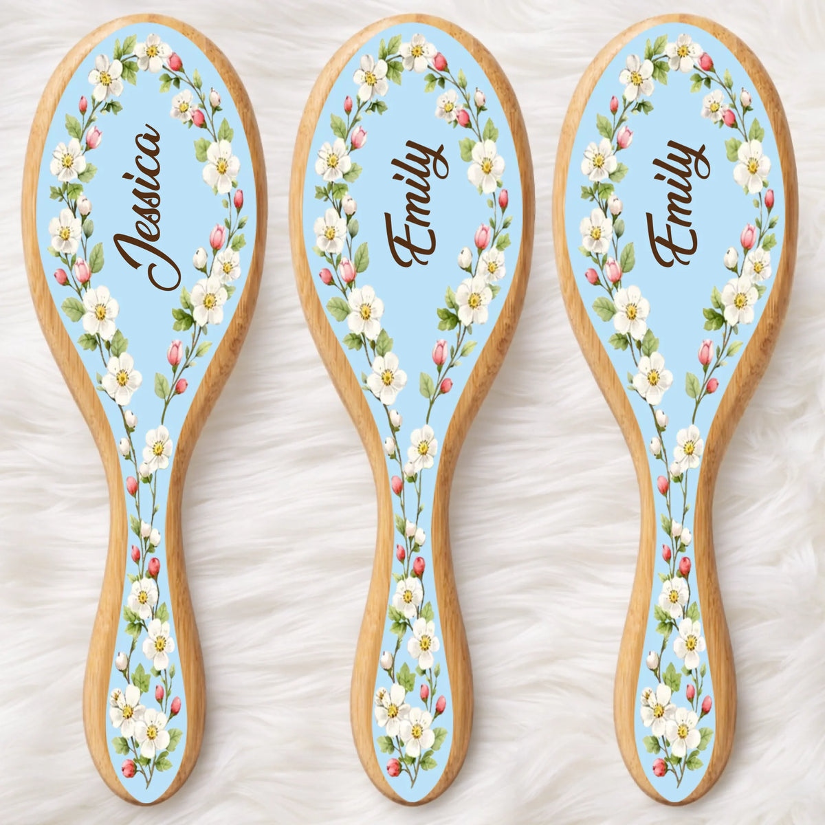 Custom Birth Month Flower Hair Brush - Personalized Thank You Graduation Birthday Gifts For Her, Friends, Sisters, Daughters, Mother, Bridesmaid - Besties Make Life Brighter