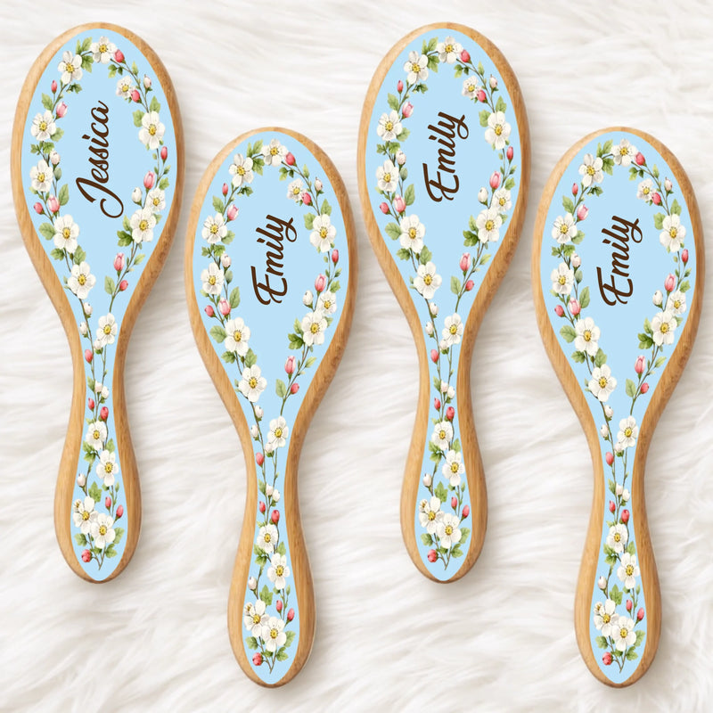 Custom Birth Month Flower Hair Brush - Personalized Thank You Graduation Birthday Gifts For Her, Friends, Sisters, Daughters, Mother, Bridesmaid - Besties Make Life Brighter