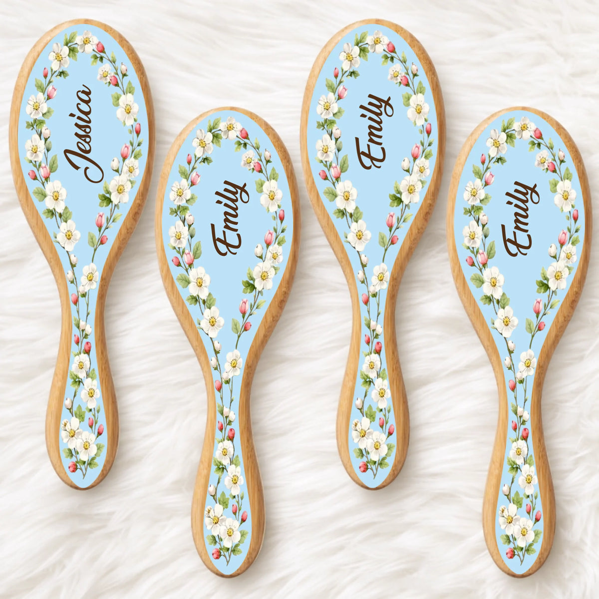 Custom Birth Month Flower Hair Brush - Personalized Thank You Graduation Birthday Gifts For Her, Friends, Sisters, Daughters, Mother, Bridesmaid - Besties Make Life Brighter