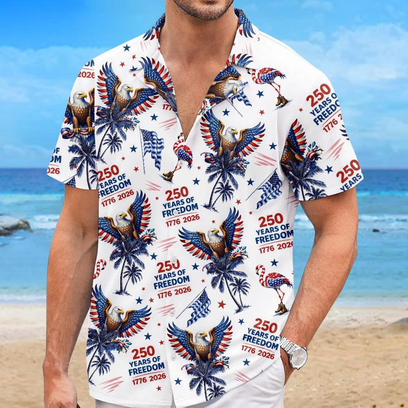 Custom Unisex Tropical Hawaiian Aloha Shirt - Personalized America 250th Anniversary Gifts For Women, Men -  American Spirit Island Style