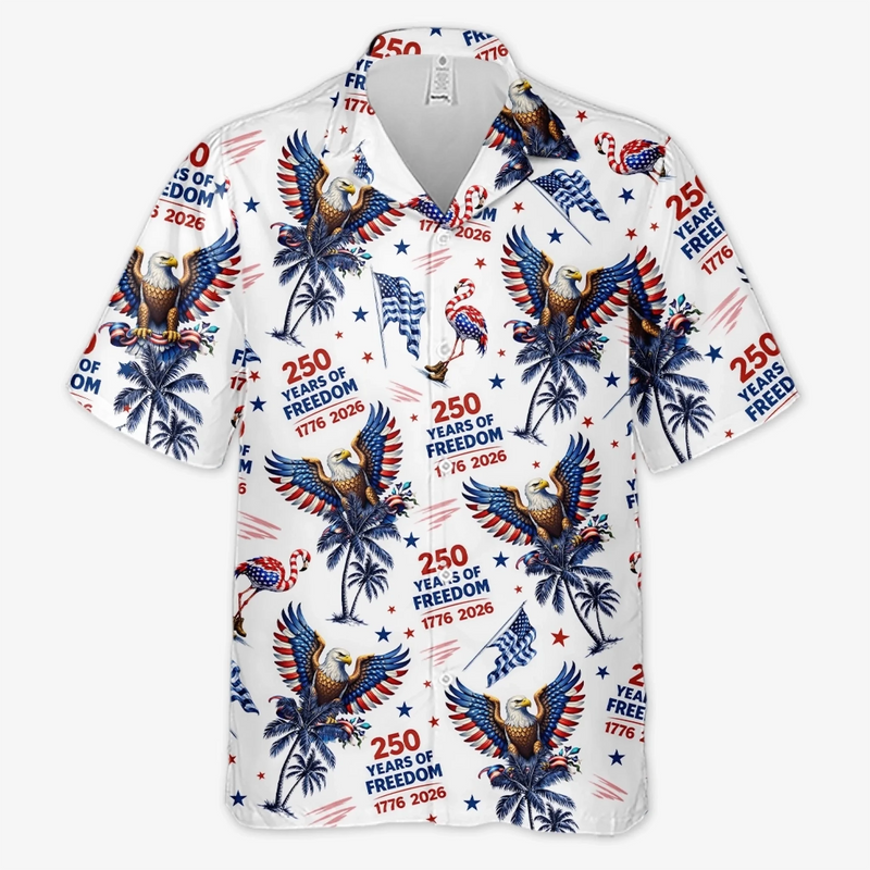 Custom Unisex Tropical Hawaiian Aloha Shirt - Personalized America 250th Anniversary Gifts For Women, Men -  American Spirit Island Style