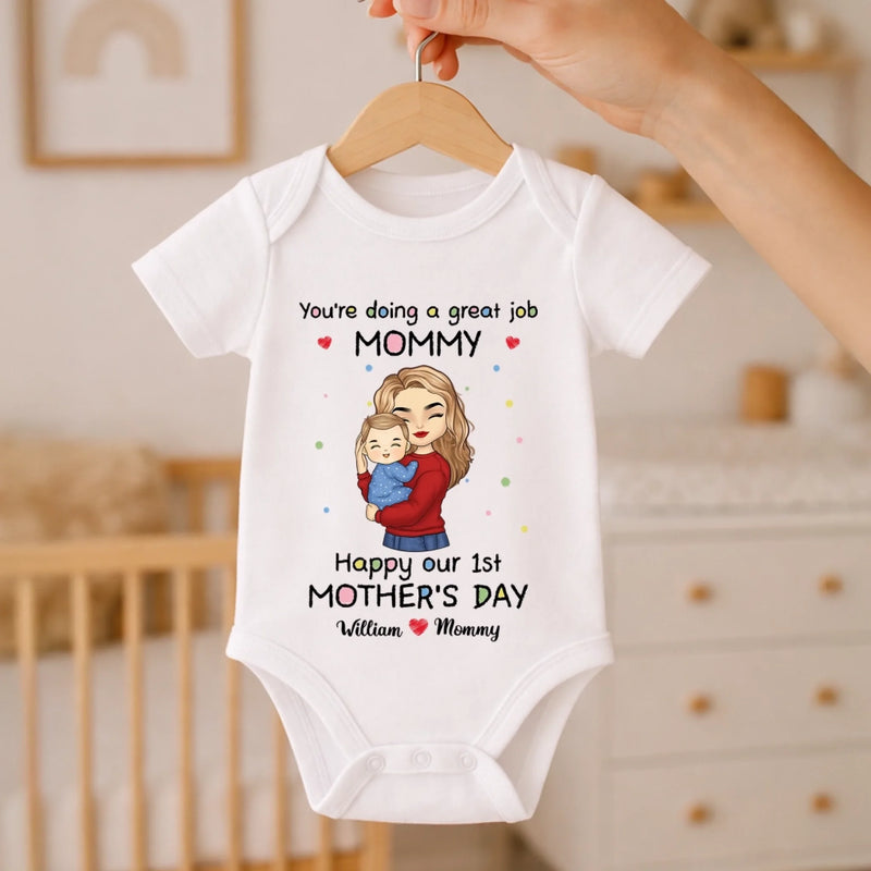 The Best Job In The World, Being My Mommy - Family Personalized Custom Baby Onesie - Mother's Day, Baby Shower Gift, Gift For First Mom