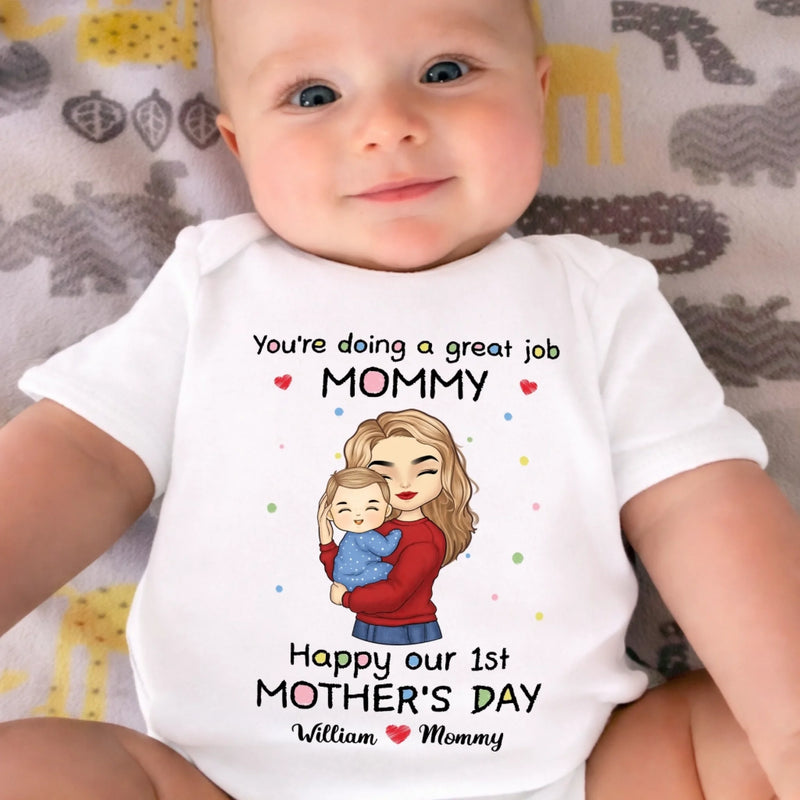 The Best Job In The World, Being My Mommy - Family Personalized Custom Baby Onesie - Mother's Day, Baby Shower Gift, Gift For First Mom