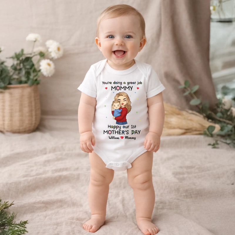 The Best Job In The World, Being My Mommy - Family Personalized Custom Baby Onesie - Mother's Day, Baby Shower Gift, Gift For First Mom