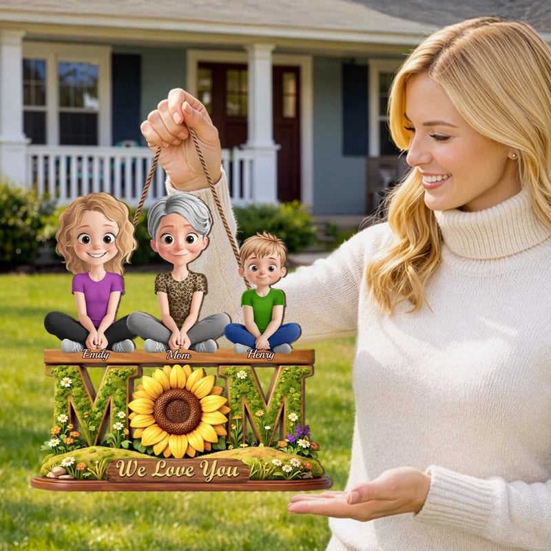 Custom Wood Sign - Personalized Mother's Day Birthday Gifts For Mom - Mom, Our Forever Sunshine Garden