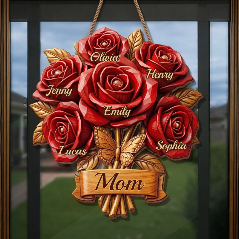 Custom Wood Sign - Personalized Mother's Day Birthday Gifts For Mom, Grandma - Each Flower Holds A Child’s Love