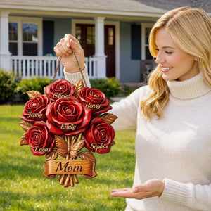 Custom Wood Sign - Personalized Mother's Day Birthday Gifts For Mom, Grandma - Each Flower Holds A Child’s Love