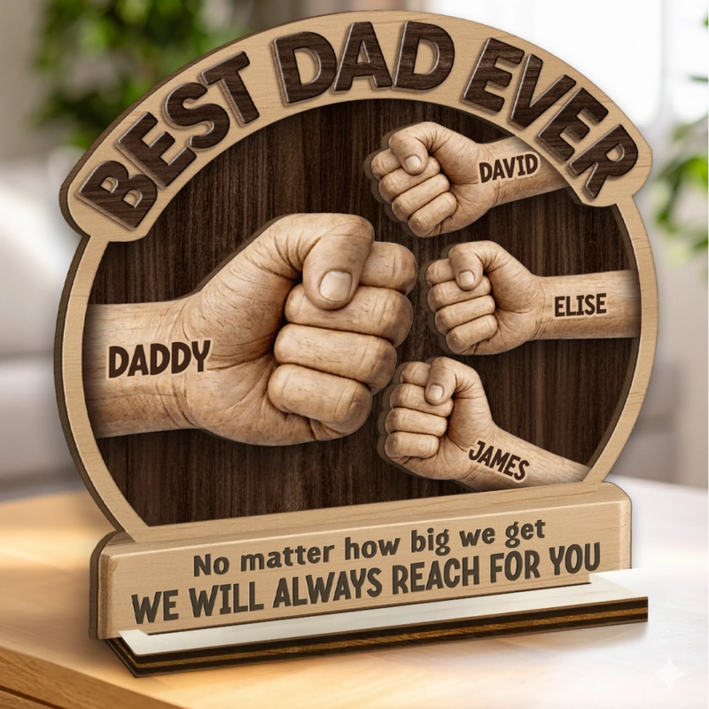 Custom 2-Layered Wooden Plaque - Personalized Father's Day Birthday Gifts For Dad, Grandpa - Behind Every Great Kid Is An Amazing Dad