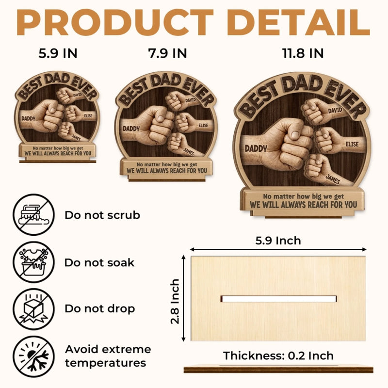 Custom 2-Layered Wooden Plaque - Personalized Father's Day Birthday Gifts For Dad, Grandpa - Behind Every Great Kid Is An Amazing Dad