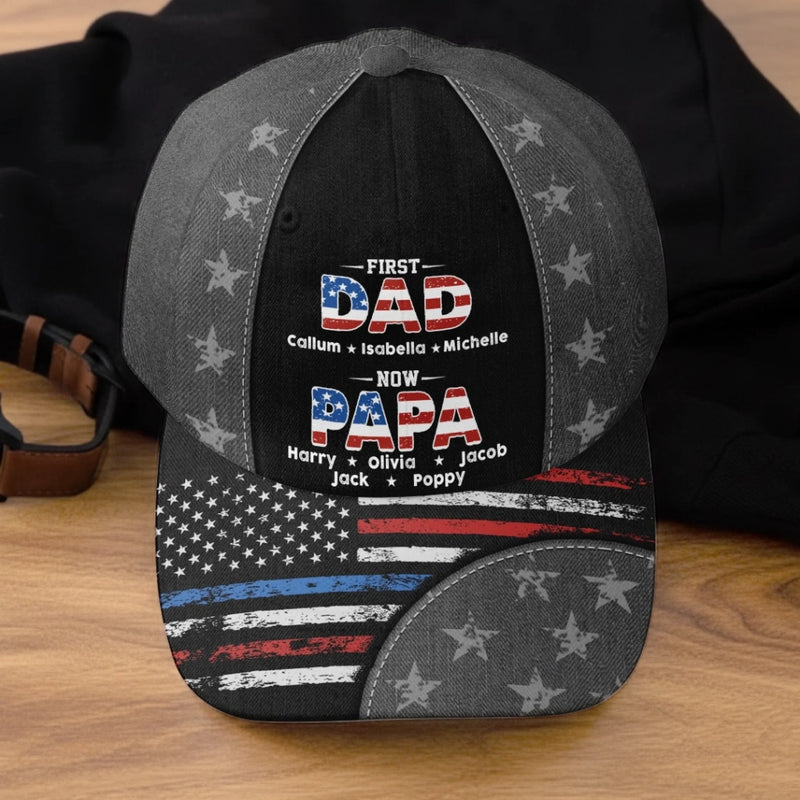 Custom Hat, All Over Print Classic Cap - Personalized Father's Day Birthday Gifts For Dad, Grandpa - Grandpa Love Stays Strong