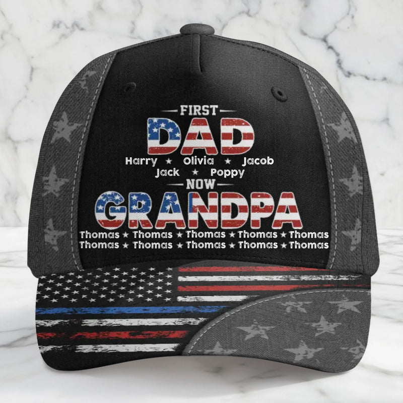 Custom Hat, All Over Print Classic Cap - Personalized Father's Day Birthday Gifts For Dad, Grandpa - Grandpa Love Stays Strong