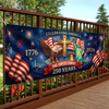 Custom Polyester Outdoor Banner - Personalized America 250th Anniversary Gifts For Mom, Dad, Brother, Sister, Kids - Proud Hearts Shine Bright