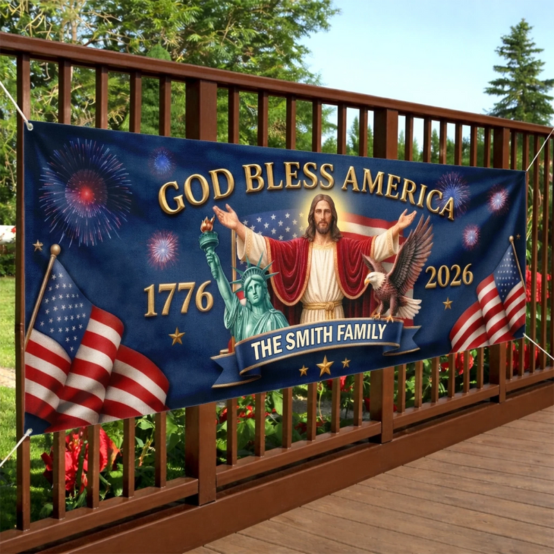 Custom Polyester Outdoor Banner - Personalized America 250th Anniversary Gifts For Mom, Dad, Brother, Sister, Kids - Legacy Lives On Strong