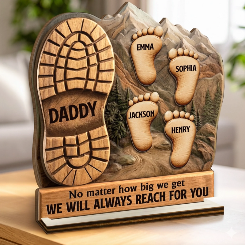 Custom 2-Layered Wooden Plaque - Personalized Father's Day Birthday Gifts For Dad, Grandpa - Forever Grateful For You