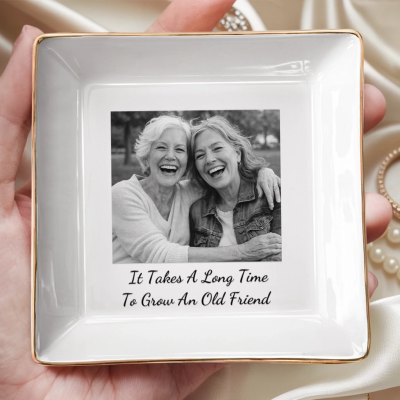 Custom Photo Jewelry Dish - Personalized Best Friend Birthday Gifts For Women, Besties, Sisters, BFF - Besties Through Every Era