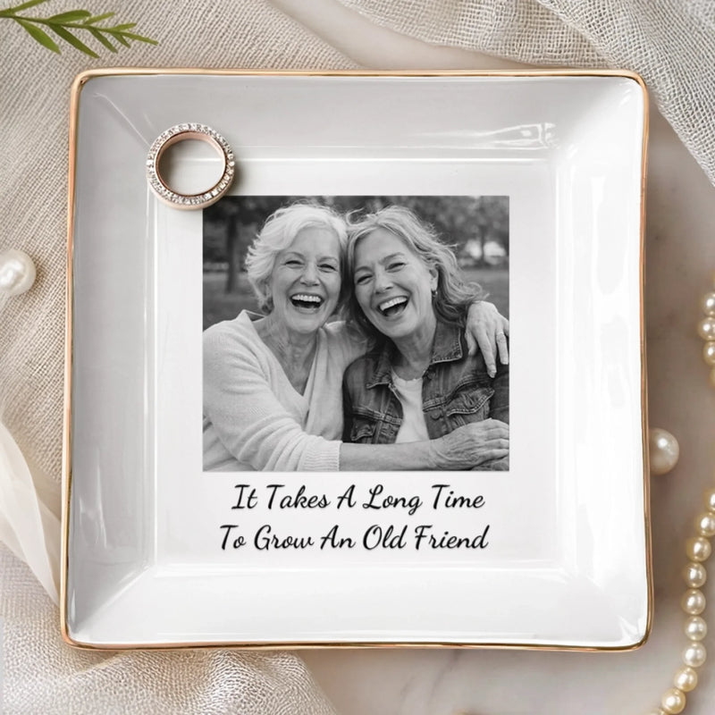 Custom Photo Jewelry Dish - Personalized Best Friend Birthday Gifts For Women, Besties, Sisters, BFF - Besties Through Every Era