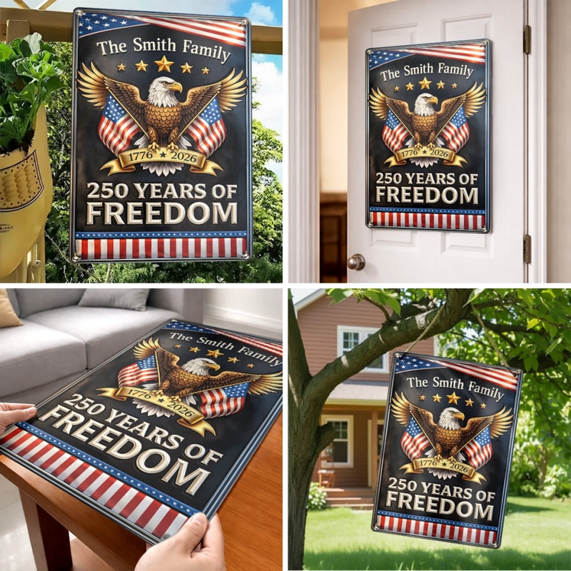 Custom Home Decor Metal Sign - Personalized America 250th Anniversary Gifts For Mom, Dad, Brother, Sister, Kids - Still Standing, Still Free