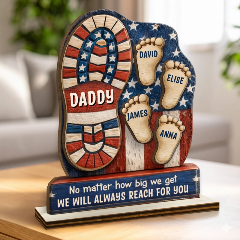 Custom 2-Layered Wooden Plaque - Personalized Father's Day Birthday Gifts For Dad, Grandpa - No Words Can Thank You Enough
