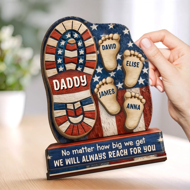 Custom 2-Layered Wooden Plaque - Personalized Father's Day Birthday Gifts For Dad, Grandpa - No Words Can Thank You Enough