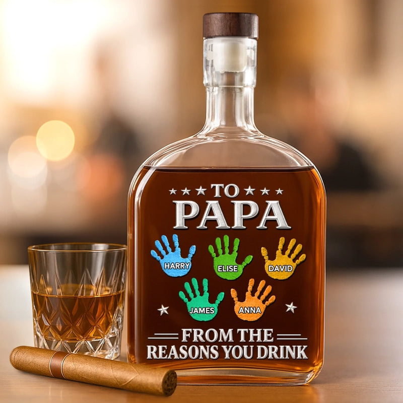 Custom Liquor Decanter - Personalized Father's Day Birthday Gifts For Dad, Grandpa - Dad Love Leads The Way