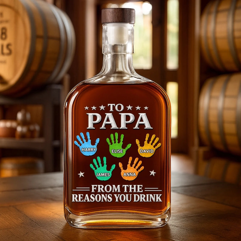 Custom Liquor Decanter - Personalized Father's Day Birthday Gifts For Dad, Grandpa - Dad Love Leads The Way