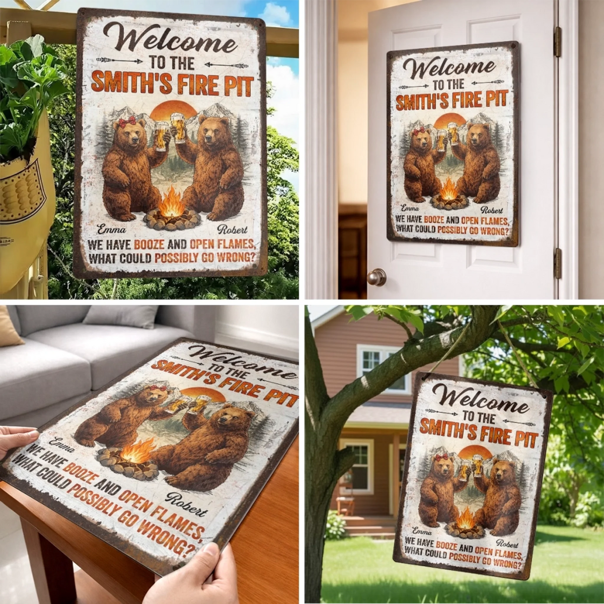 Custom Home Decor Metal Sign - Personalized Birthday Camping Gifts For Campers, Mom, Dad, Brother, Sister, Kids - This Is Our Happy Place