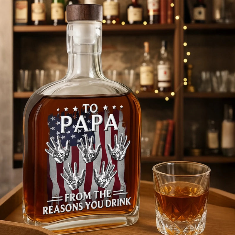 Custom Liquor Decanter - Personalized Father's Day Birthday Gifts For Dad, Grandpa - Forever Thankful For Dad