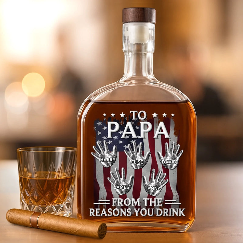 Custom Liquor Decanter - Personalized Father's Day Birthday Gifts For Dad, Grandpa - Forever Thankful For Dad