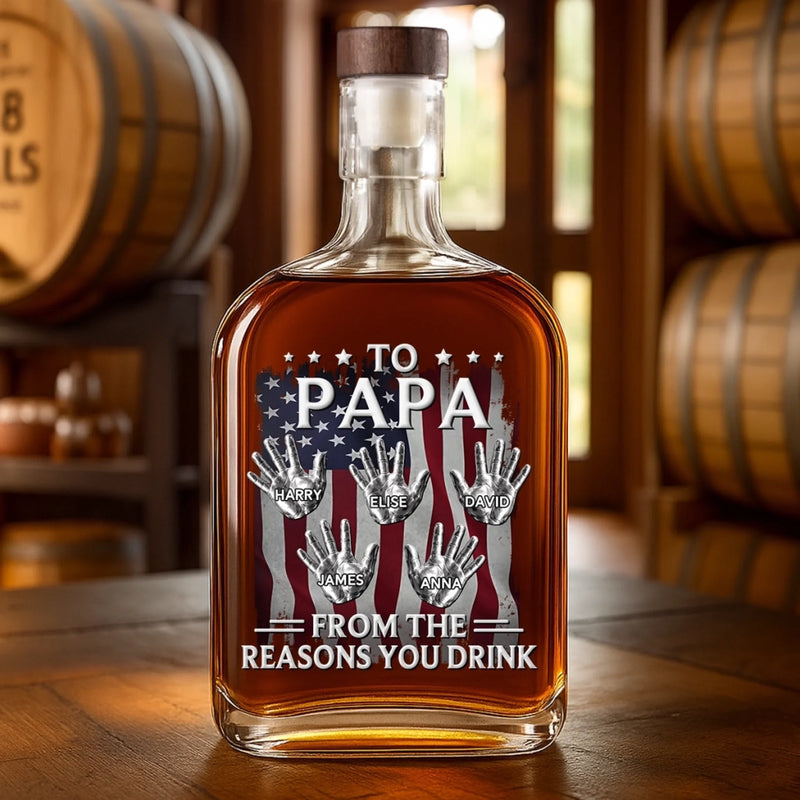 Custom Liquor Decanter - Personalized Father's Day Birthday Gifts For Dad, Grandpa - Forever Thankful For Dad