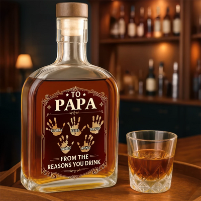 Custom Whiskey Bottle - Personalized Father's Day Birthday Gifts For Dad, Grandpa - Dad Makes Life Better