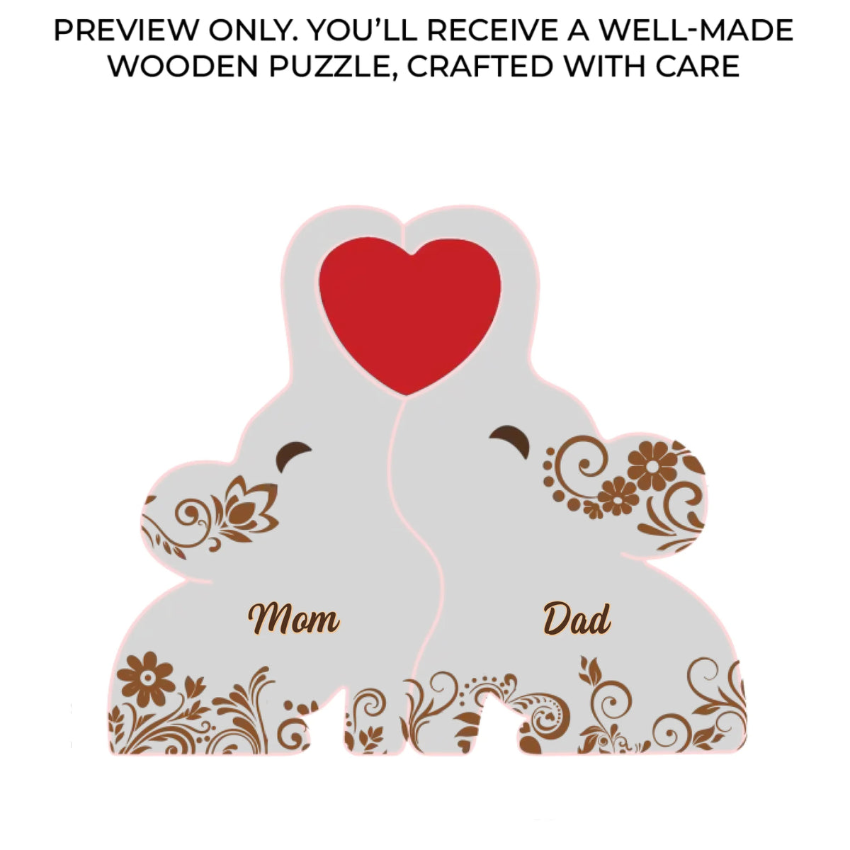 Custom Elephant Shaped Wooden Art Puzzle - Personalized Mother's Day Birthday Gifts For Mom, Dad, Brother, Sister, Kids - We Hold Love Together