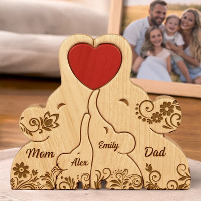 Custom Elephant Shaped Wooden Art Puzzle - Personalized Mother's Day Birthday Gifts For Mom, Dad, Brother, Sister, Kids - We Hold Love Together