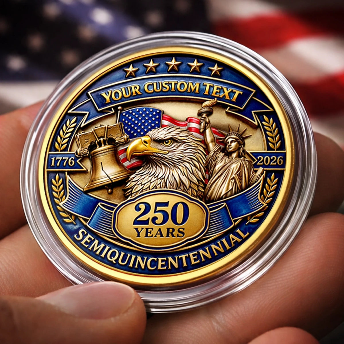 Custom Commemorative Keepsake Coin - Personalized America 250th Anniversary Gifts For Mom, Dad, Brother, Sister, Kids - A Legacy Of Freedom And Pride